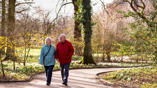 Visitors walking in the Winter Garden at Dunham Massey, Cheshire